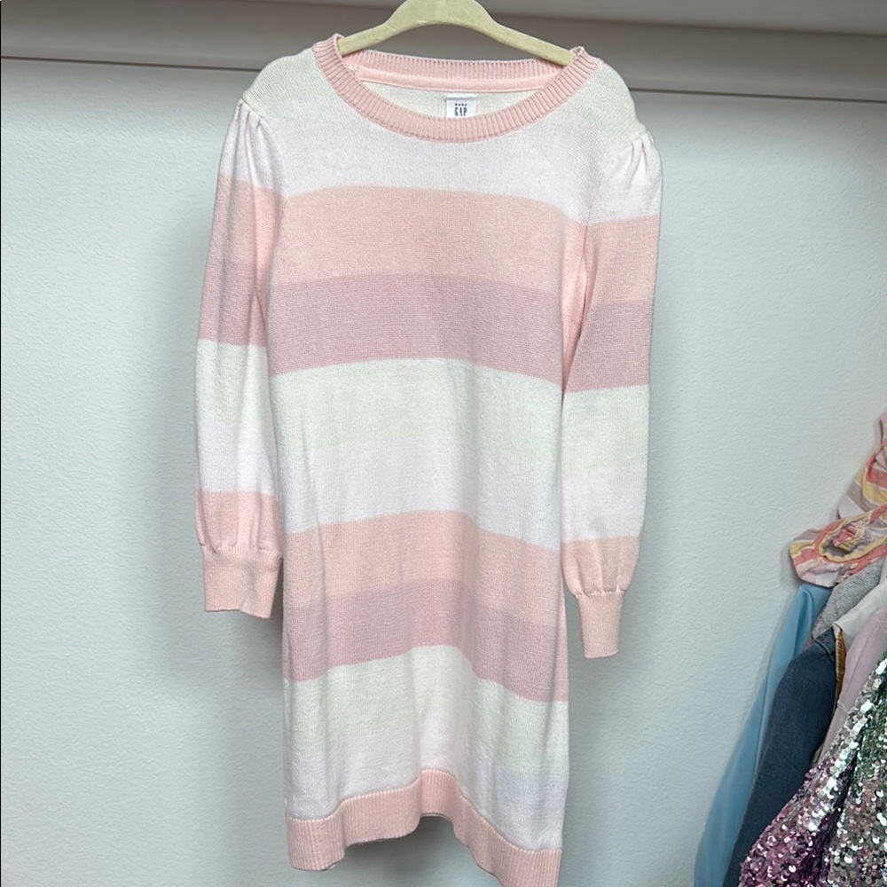 Baby Gap Pink and White Striped Sweater Dress- Size 5